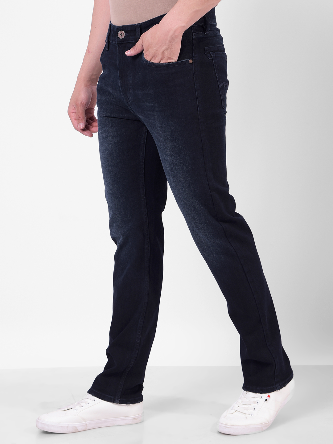 Numero Uno Men Solid Dark Blue Jeans